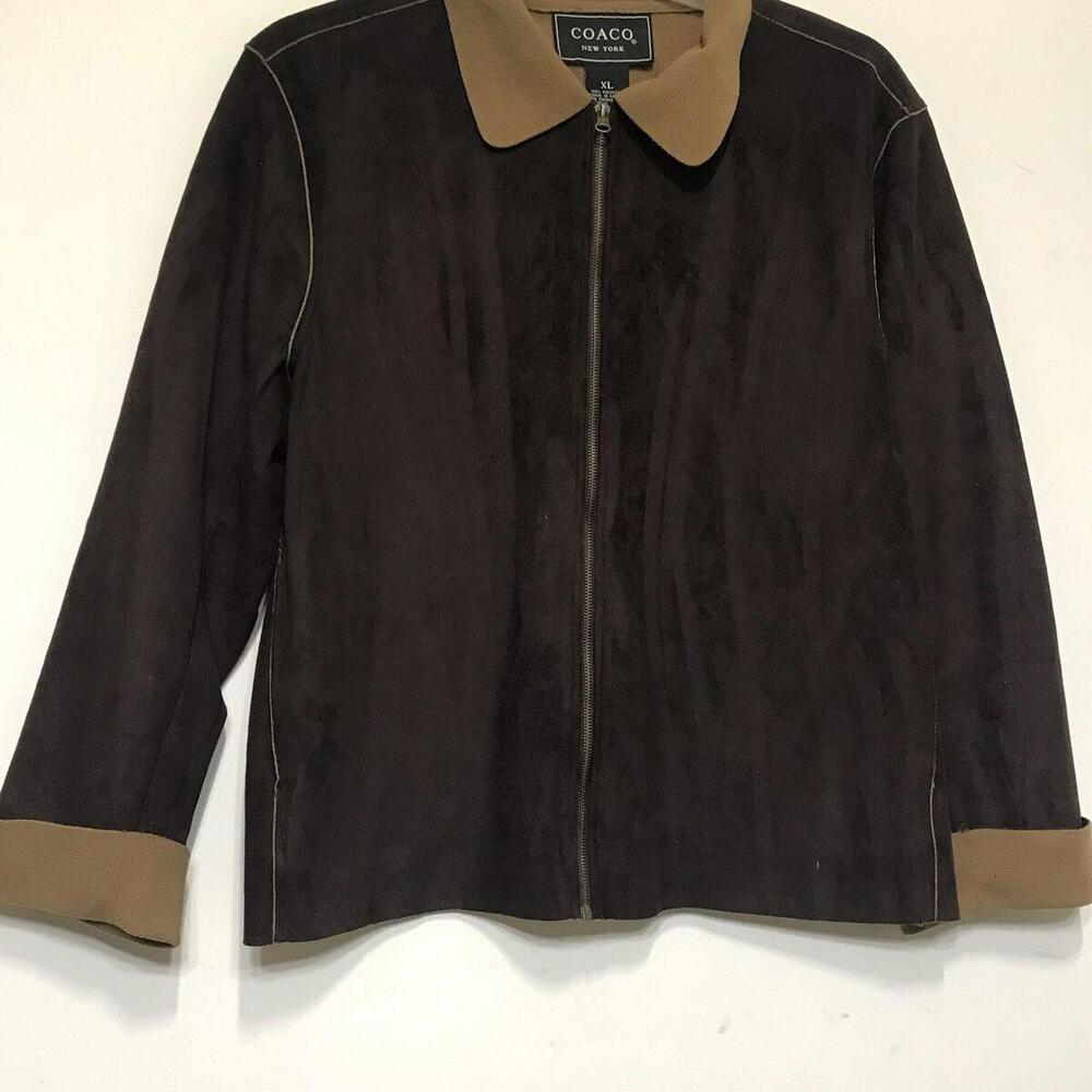 Coaco Womens Coat Size XL Brown Collared Full Zip Pockets